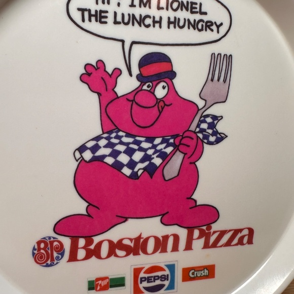 Vintage Boston Pizza “Lionel the Lunch Hungry” Kids Plate – 1980s/90s Promo - Picture 2 of 4
